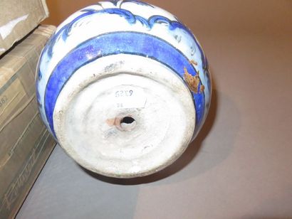 IRAN Ceramic vase, narghilé base, with floral...