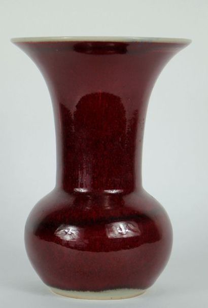 CHINA Long open neck vase in glazed ceramic...