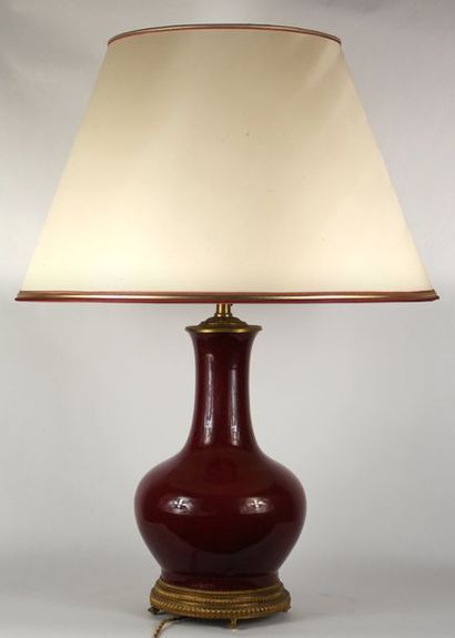CHINA Long open neck vase in enamelled ceramic...
