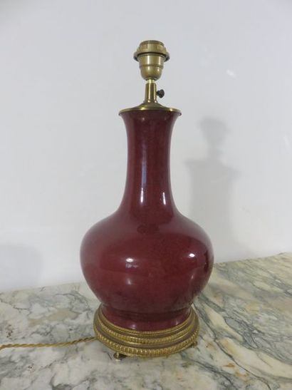 CHINA Long open neck vase in enamelled ceramic...