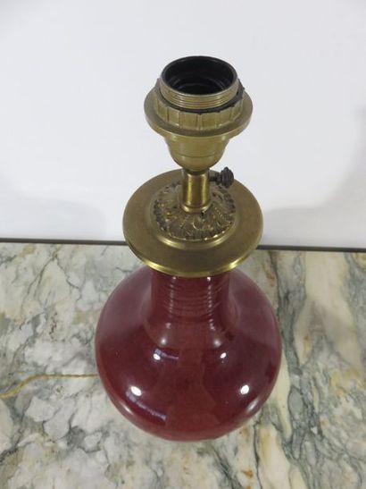 CHINA Long open neck vase in enamelled ceramic...