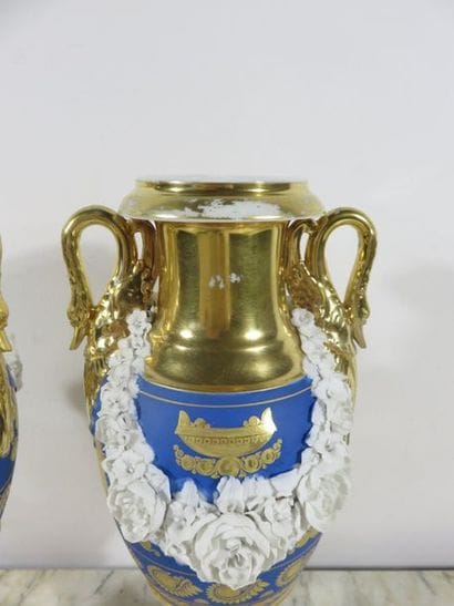 SCHOELCHER Paris Pair of porcelain pedestal...
