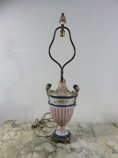 Pair of cassolettes in polychrome and gilded...