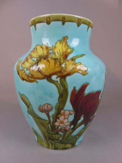 WALCHER, Sèvres Porcelain vase with enamelled...