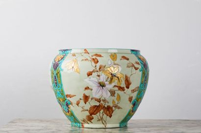 Important ceramic planter with polychrome...