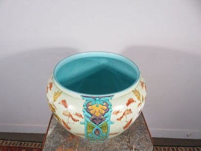 Important ceramic planter with polychrome...