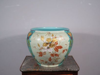 Important ceramic planter with polychrome...