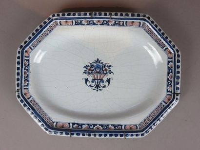 ROUEN Pair of earthenware dishes decorated...