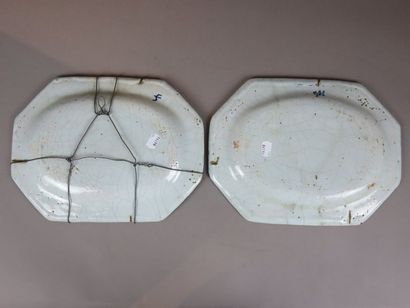 ROUEN Pair of earthenware dishes decorated...