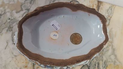 ROUEN Earthenware inkwell with polychrome...