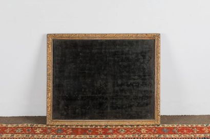 Rectangular mirror in gilded wood finely...