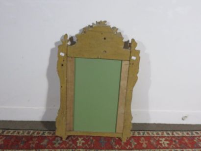 Rectangular gilded wood mirror, beaded and...