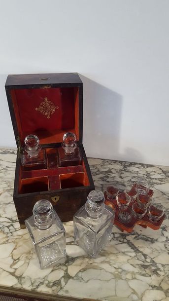 Elm burr elm veneer liqueur cellar, brass...