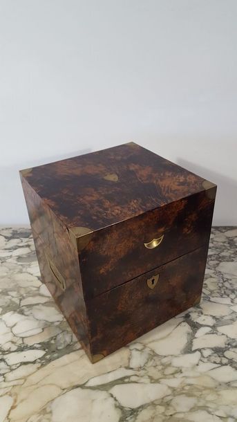 Elm burr elm veneer liqueur cellar, brass...
