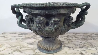 Cup in green patinated bronze known as 