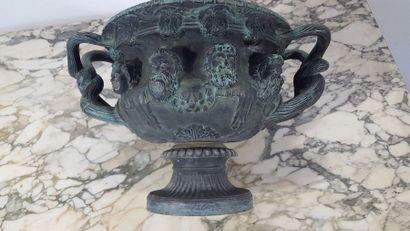 Cup in green patinated bronze known as 