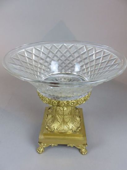 Cut crystal bowl with diamond points on a...