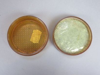 Small round box inlaid with stars and gilded...
