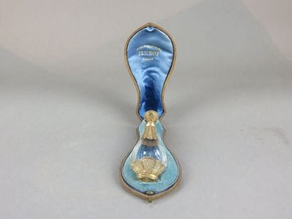 Salt flask in crystal and yellow gold, eagle's...