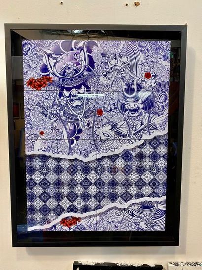 SOONE Samurai flowers, 2020. Enamelled ink...