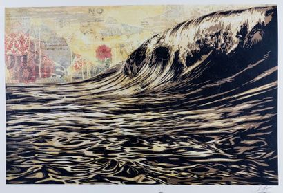 OBEY Dark wave, 2017. Offset silkscreen signed...