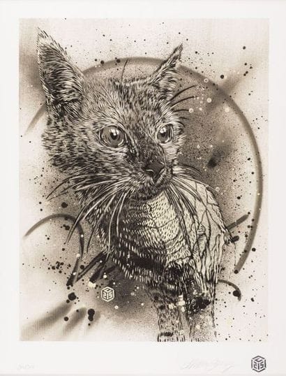 C215 Cat, 2017. Lithograph signed lower right,...