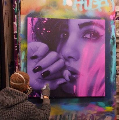AERO Dirty Pink, 2018. Aerosol on cotton...