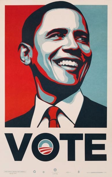 OBEY Vote, 2008. Silkscreen signed lower...