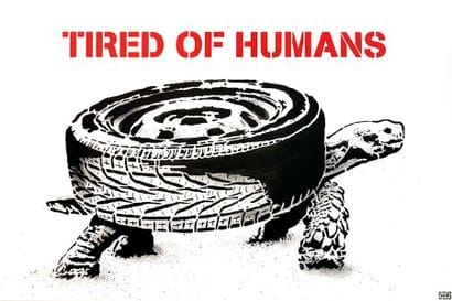 GO1N Tired of humans, 2018. Aerosol on canvas,...