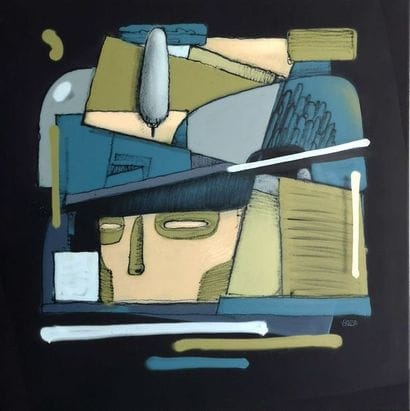 BREZ Pixies, 2018. Aerosol on canvas, signed...