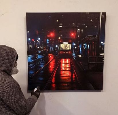 AERO Light night, 2020. Aerosol on cotton...