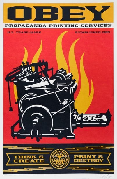 OBEY Print and Destroy, 2019. Offset silkscreen...