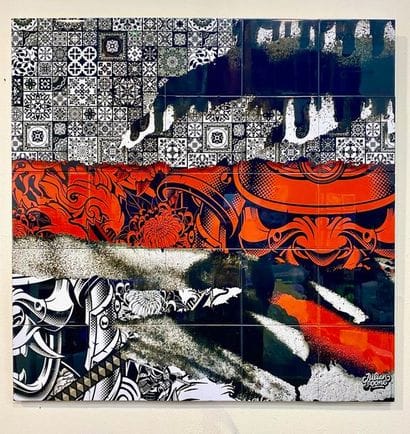 SOONE Red Fail, 2019. Enamelled ink on ceramic,...