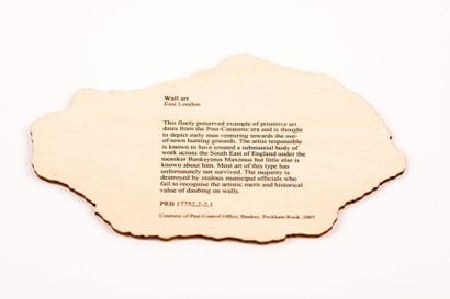 BANKSY Peckham Rock, 2005. Wooden postcard....
