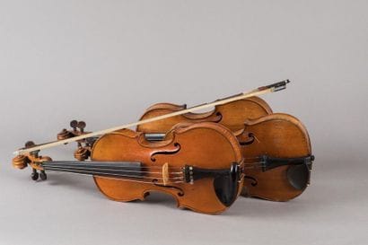 Set of 3 French and German 4/4 violins with...