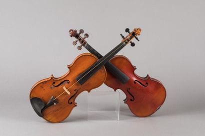 Set of 2 French violins from Mirecourt in...