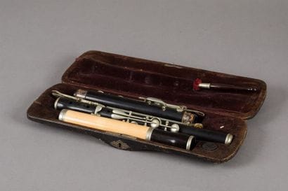 Ebony flute with ivory headstock, nickel...