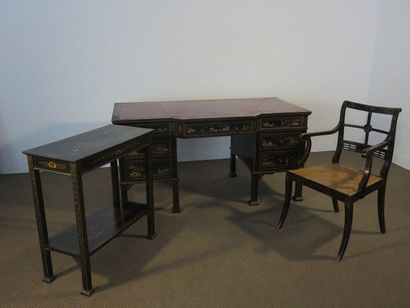 Ensemble comprenant un bureau, un fauteuil...