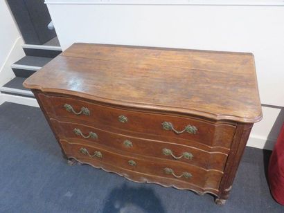 Moulded elm chest of drawers with three moving...