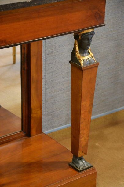 Large cherry wood console, opens to a belt...
