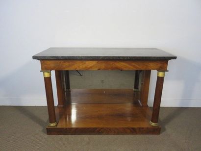 Mahogany and mahogany veneer console, opens...