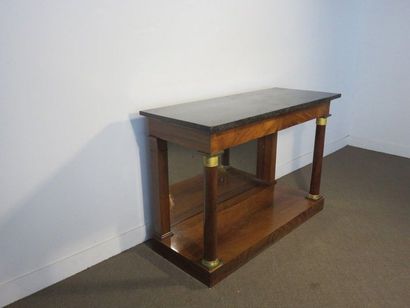 Mahogany and mahogany veneer console, opens...