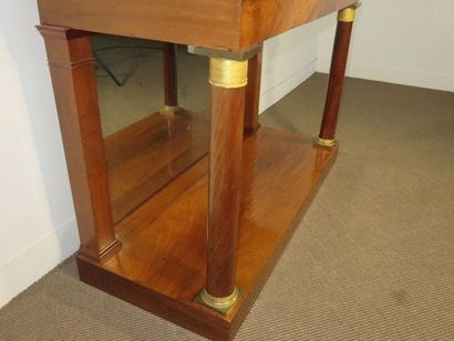 Mahogany and mahogany veneer console, opens...