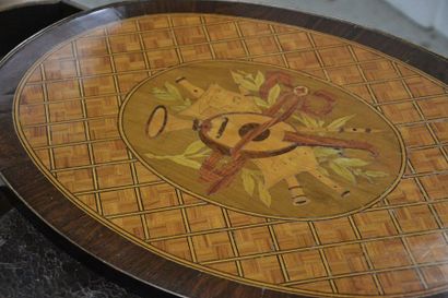Living room table in marquetry of rosewood...