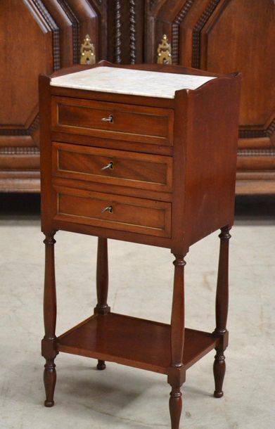 Mahogany chiffonnière table with three framed...
