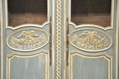 Blue-grey lacquered bookcase cabinet with...