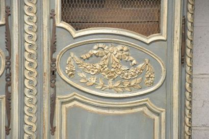 Blue-grey lacquered bookcase cabinet with...
