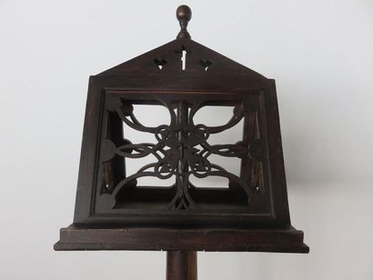 Moulded and carved oak church lectern on...