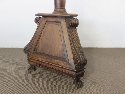 Moulded and carved oak church lectern on...