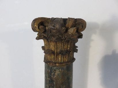 Set of three carved, lacquered and gilded...